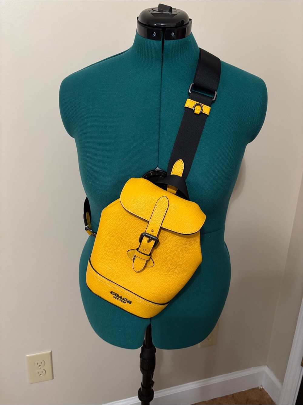 Coach Yellow Pebble Leather Crossbody Buckle Bag